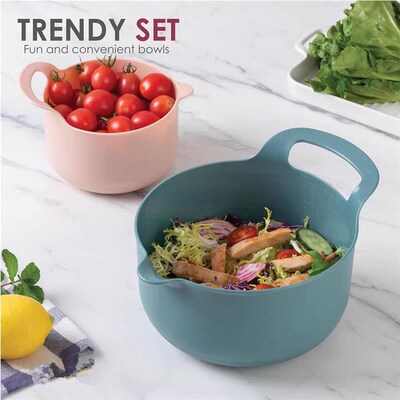 Nesting Plastic Mixing Bowl Non-Slip Pour Spouts and Handles