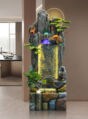 中式假山流水喷泉摆件落地山水屏风庭院客厅装饰循环水景观水幕墙
