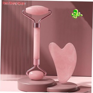 Pink Gua Sha Roller Massager Rose Resin Scraping Facial Skin