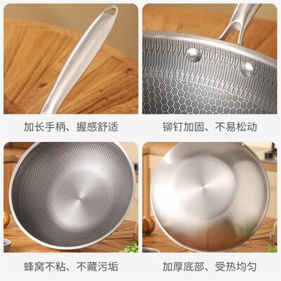 Stainless steel honeycomb non-stick skillet wok frying pan