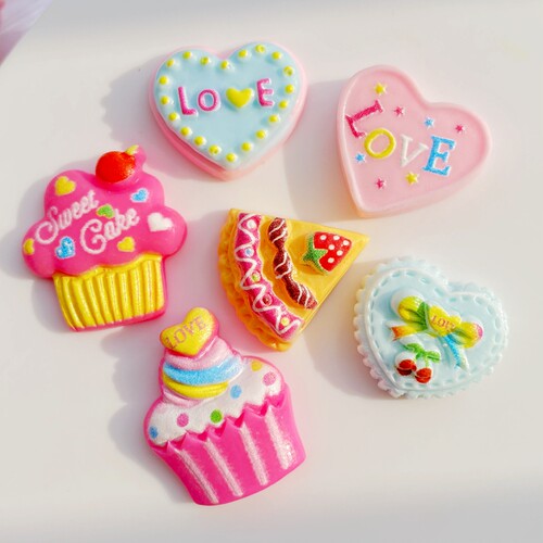 20Pcs Cute Mini Cake Ice Cream Popsicle Flat Back Resin Cabo