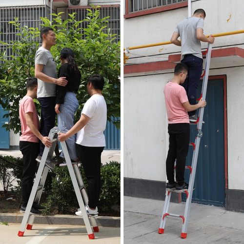 铝合金两用梯子家用折叠扶梯铝合金关节登高梯加厚多功能工程梯子