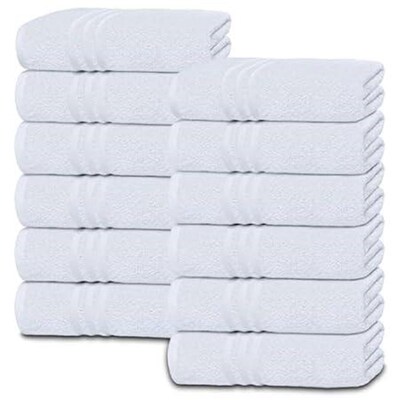 Wealuxe White Hand Towels for Bathroom [12 Pack] Cotton H
