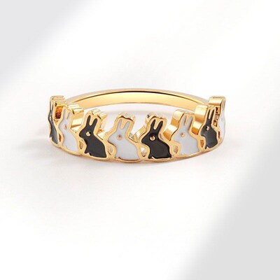 Rabbit Ring Hepburn Style Enamel Ring Fashionable Versatile