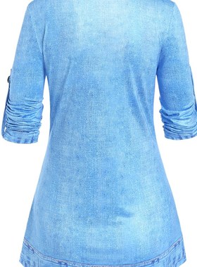 3D Print Faux Twinset Short Sleeve Summer Tops For Women Fas