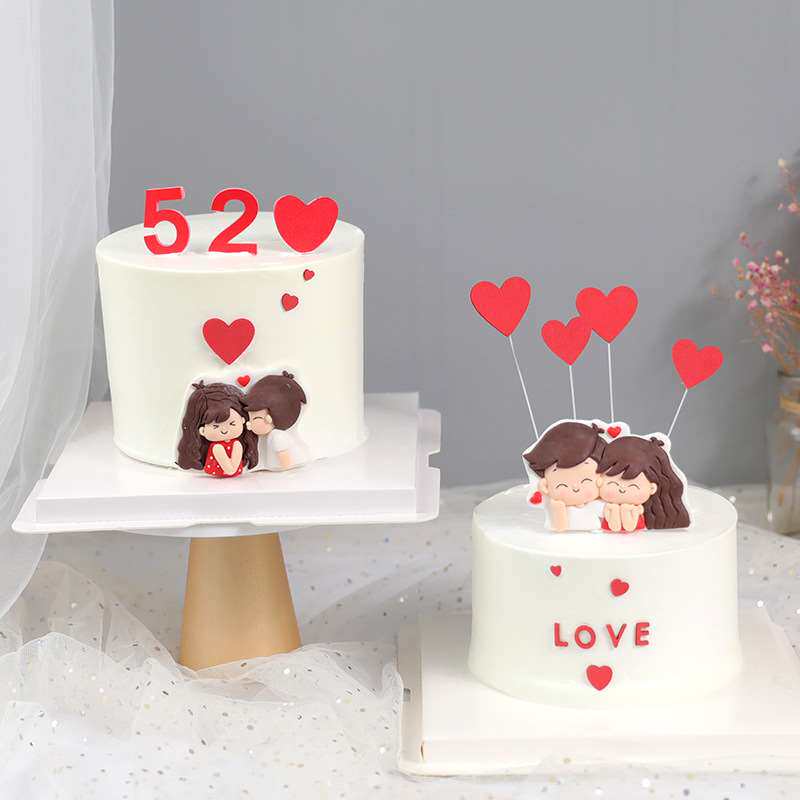 Tanabata Valentines Day Decoration Soft Pottery Couple Plug - 实物图