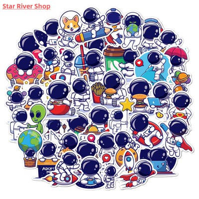 51Pcs Super Cute Astronaut Space Cartoon Stickers for Kids
