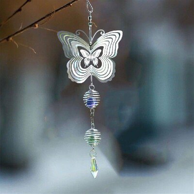 Butterfly Stainless Steel Mirror Reflection Hanging Crystal