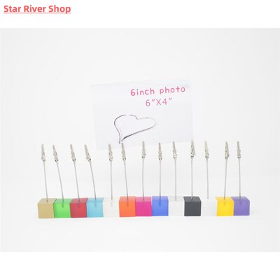 Color Cube Stand Alligator Wire Photo Clip,Memo Card Holder,