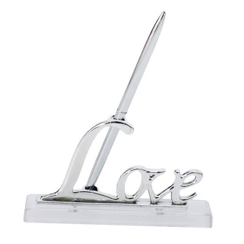 Wedding Reception Party Silver Guest Book Signing Pen w/ Lov