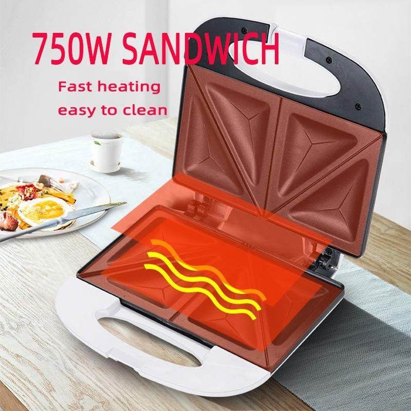 110V跨境全自动三角三明治机迷你早餐机家用小型烤面包机西多士炉