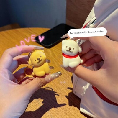 Couples magnetic line puppy keychain will never leave, cute