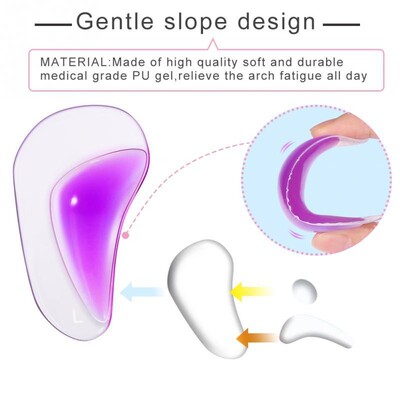 Silicone Arch Support Insoles Arch Pad for Flat Foot, Planta
