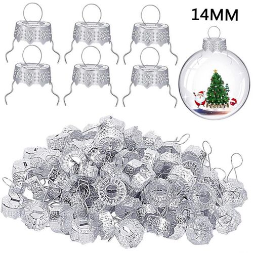 50PCS Round Christmas Ball Ornament Caps Gold Removable Meta