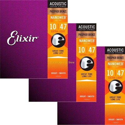 3 Sets Elixir Nanoweb Coating ANTI-RUST Phosphor Bronze Acou