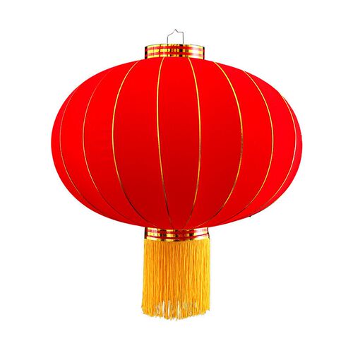 New Red Lantern Spring Festival Red Flocking Cloth Round Han