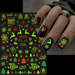 Luminous Christmas Stickers Snowflake Elk Sliders For Nails