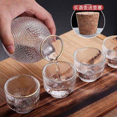 Glass Sake Serving Set Plain Japanese-style Blur Handmade Cl