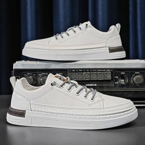 Elastic Shoes for Men rend Casual Shoes Men Leather White Sn