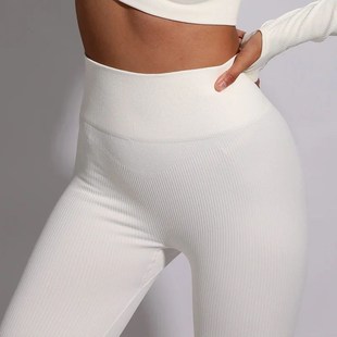 Ribbed Leggings Women Yoga Pants Seamless Scrunch Leggings S