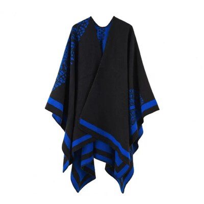 Poncho Coat Thickening Patchwork Imitated Cashmere Soft Touc