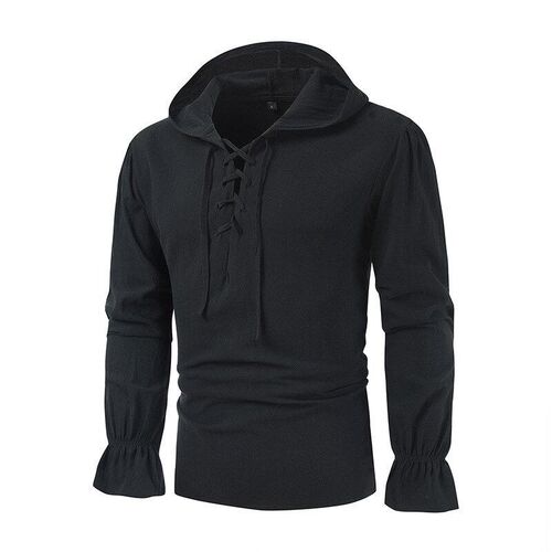 Mens Cotton Linen Henley Shirt Long Sleeve Hippie Casual Bea
