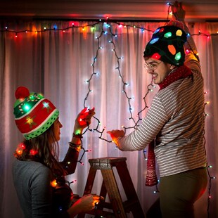 2022 Year New Christmas LED Hat Knitted Light Illu Beanie
