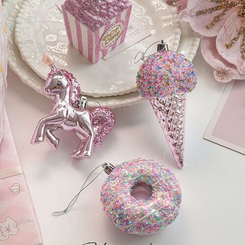 Pink Snowflake Christmas Tree Decorations Cute Xmas Ornament