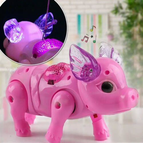 New Pink Color Electric Walking Pig Toy With Light Musical K