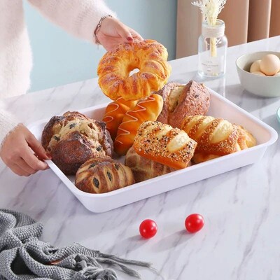 Plastic Rectangular Deepening Tray  Dish Bread Plate Breakfa