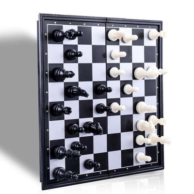 Magnetic Chess Backgammon Checkers Set Foldable Chess Board