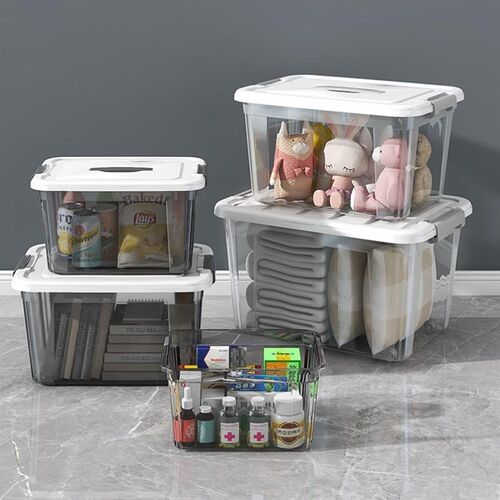 Large Transparent plastic storage box front open Toy clothes