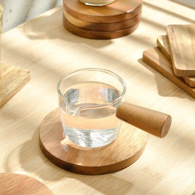 Wood Drink Coaster Set Customizable Logo Wooden Coffee Mat