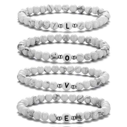6MM white turquoise beaded letter brlet mens couple hand or