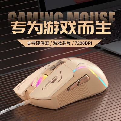 Wired gaming mouse机甲风有线游戏鼠标宏编程RGB炫光吃鸡电脑通