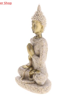 MagiDeal The   Sandstone Meditation Buddha Statue Sculpture
