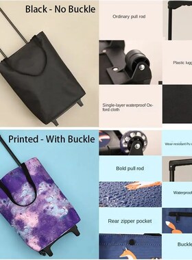 Trolley Bag Collapsible Shopping Cart with Wheels Reusable