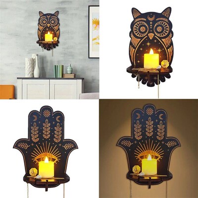 Crystal Decorative Shelf Wooden Carving Pattern Handicraft C