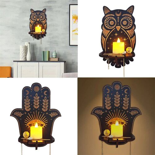 Crystal Decorative Shelf Wooden Carving Pattern Handicraft C
