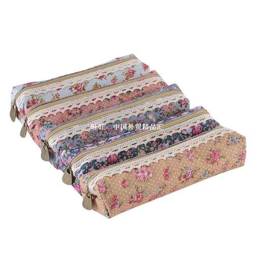 Hot Selling 5 Color Mini Retro Flower Floral Lace Pencil Cas