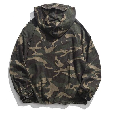 Fried steet ruffian handsome camouflage half zipper jacket t