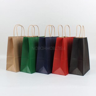 10Pcs/lot Color Kraft Paper Bag With Handles Festival Gift B