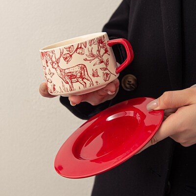 Light Luxury Retro British Latte Cup Ceramic Coffee Cup Set