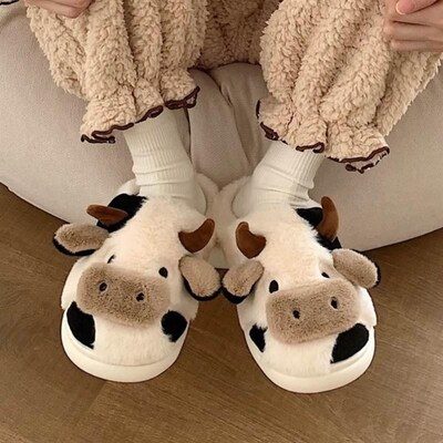 Cute Cow Slippers Women Shoes Winter Slippers Indoor House S