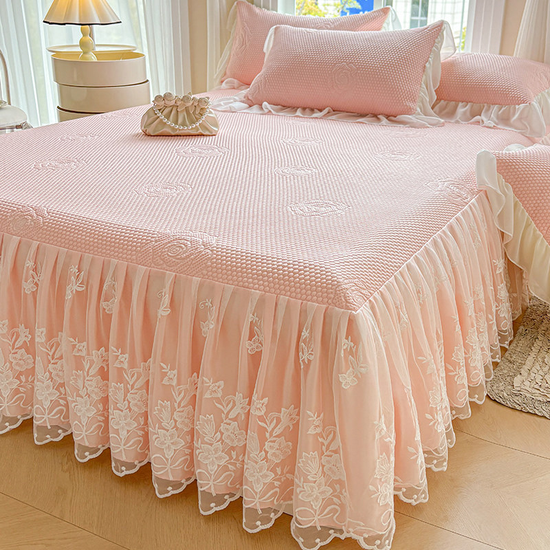 公主风冰豆豆凉席床裙款夏季冰丝席三件可机洗空调席子202新款,床上用品,冰丝席,淘宝优惠券,粉丝福利购,淘宝优惠卷