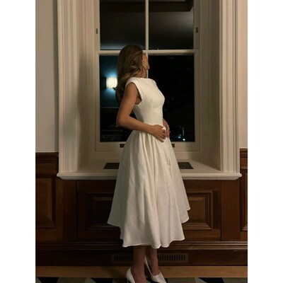 Elegant White Backless Party Maxi Dress Women Casual O Neck