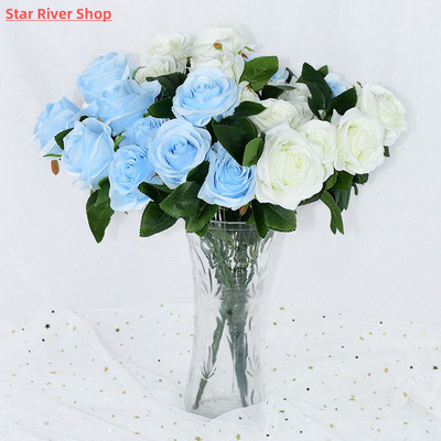 10pcs/bouquet Artificial Silk Flower Romantic Rose DIY Red W