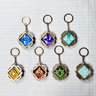 Genshin Impact Keychain, Vision Element Gods Eye for Men Ca