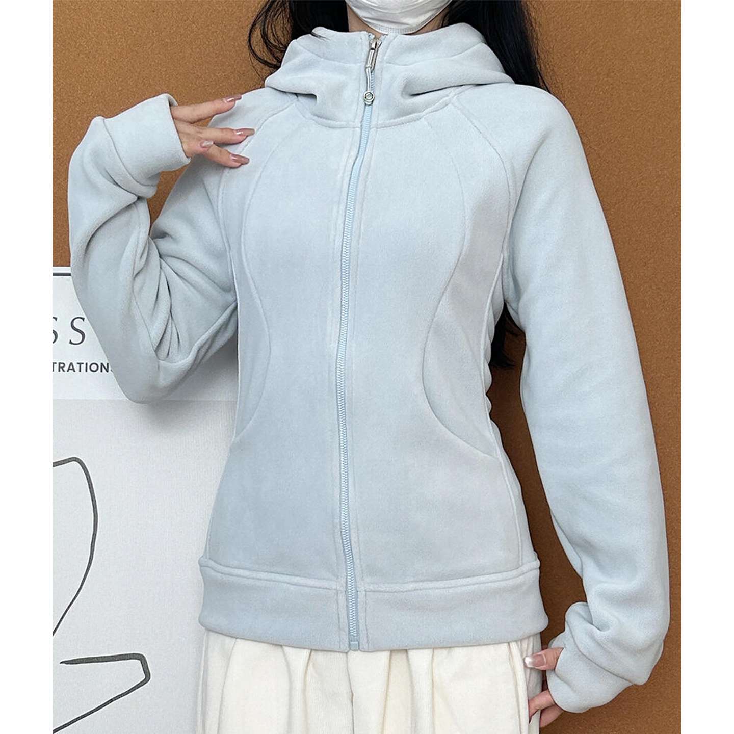 2026连帽卫衣加厚奥摇粒外套女秋冬季开衫瑜伽服修身运动上衣