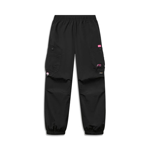 李宁（lining）女大童束脚防泼水宽松伞兵裤运动长裤YYKW134-1